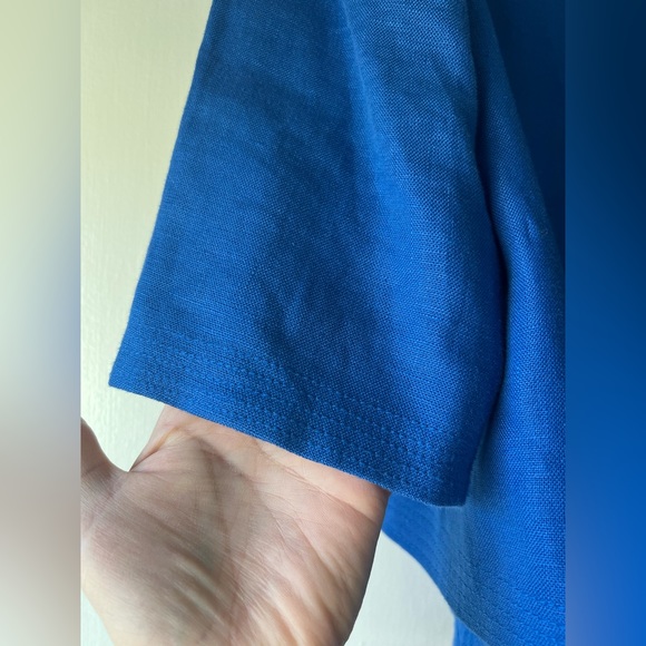 Talbots Cobalt Blue 100% Linen Collarless Blazer with Stitch Trim Detail 14 WP - Picture 6 of 9